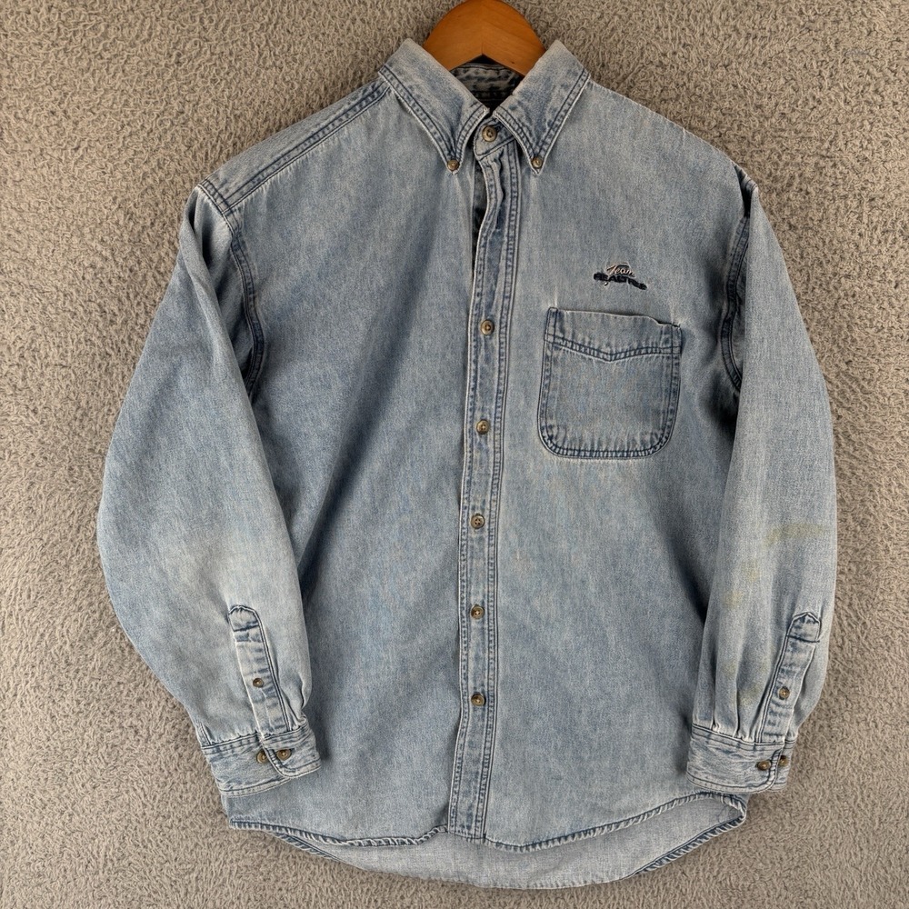 Vintage Team Realtree Denim Shirt Mens Medium Button Down 90s *READ*